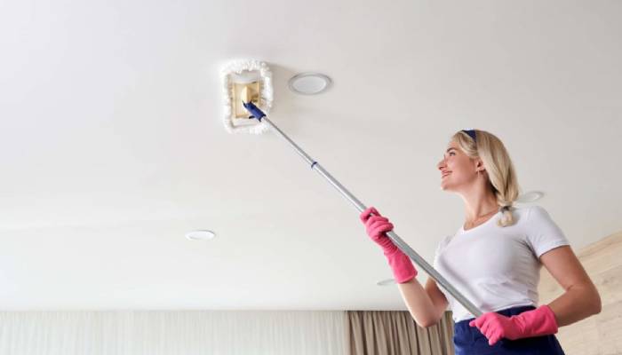 تمیز کردن سقف رنگ پلاستیکی